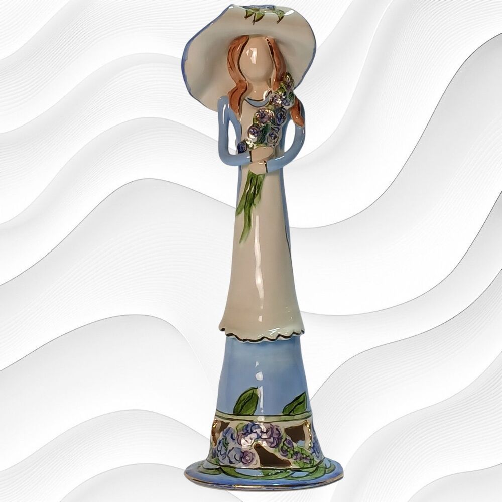 Ceramic Figurine Titled "Girl w/ Bouquet" by Blue Sky, 12.5" Tall, 2002